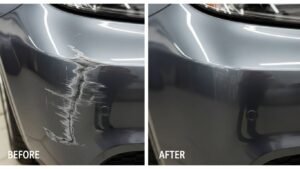 Bumper scratch repair before and after professional restoration